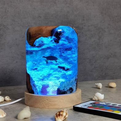 Sea turtle Diver Night Lights , Epoxy Resin Wood Light Lamp, Home decor, Winter gifts, Mother day gift, Halloween gift, Kids gift