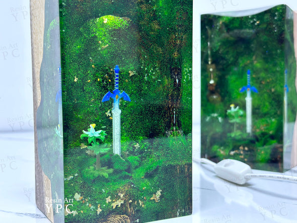 Master Sword with Silent Princess - Handcrafted Resin Wood Night lights, Gaming Decor - Inspired by the popular video game, LoZ / TOTK Gifts