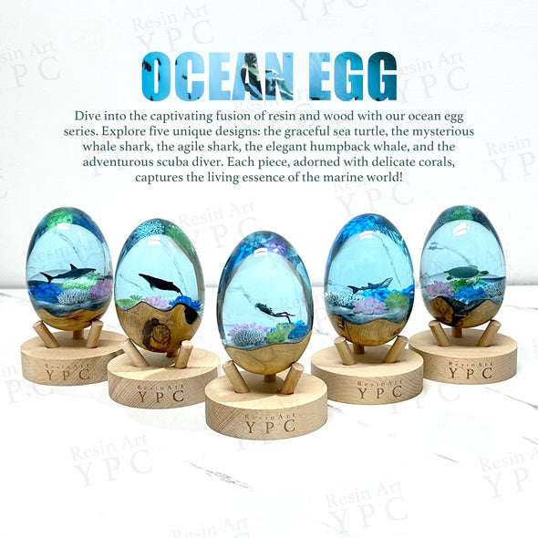 Great White Shark Egg, Ocean Desk Decoration, Ornaments for Room, Office, Nautical Resin Wood Home Decor, Christmas Gift