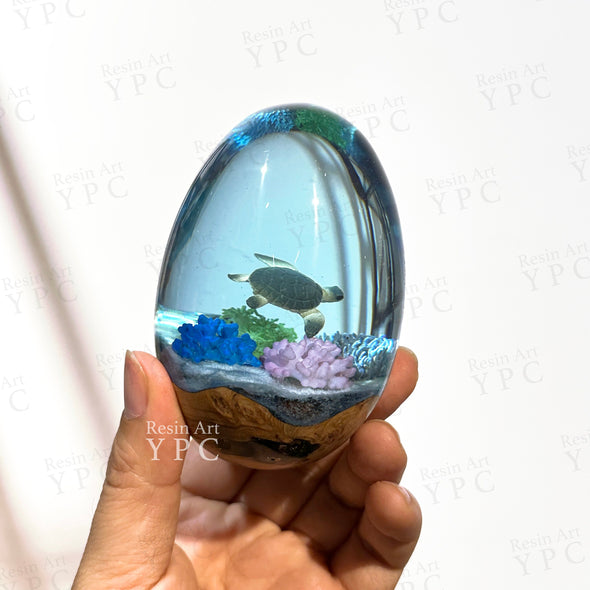Sea Turtle Egg Cute Desk Ocean Decor, Ornaments for Room, Office, Nautical Resin Wood Home Decor, Christmas Gift